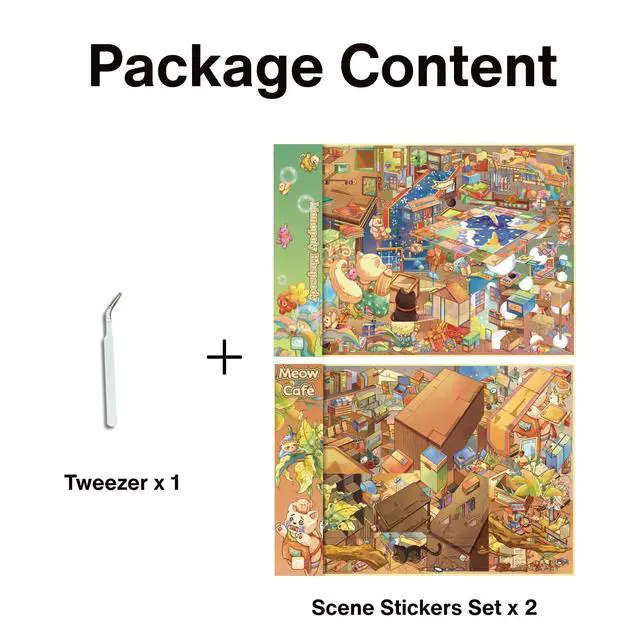 Alt view image 5 of 7 - 2 Sets of Large Size DIY Scene Sticker Sets for Adults, Make Your Own Mini House Landscape Sticker Art, Stress Relief Relaxation Activity - Meow!