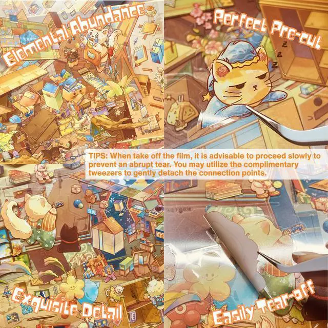Alt view image 3 of 7 - 2 Sets of Large Size DIY Scene Sticker Sets for Adults, Make Your Own Mini House Landscape Sticker Art, Stress Relief Relaxation Activity - Meow!