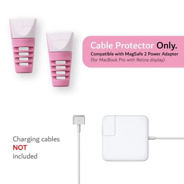 Alt view image 3 of 7 - [Klip 4Pcs Snap On Charging Cable Cord Saver Protector Compatible with MacBook Magsafe 2 Power Adapter - Pink & Yellow