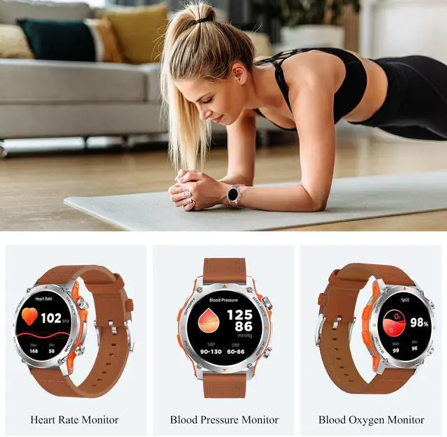 Alt view image 5 of 6 - Smart Watch, 1.43''AMOLED 45mm Military Smartwatch Men Women Answer/Make Call, Digital Fitness Watch, 110+ Sports, Blood Pressure, Heart Rate, Stress Monitor Sports Watch for Android or iOS