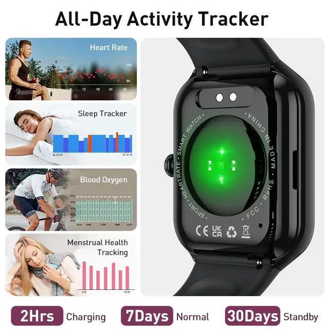 Alt view image 4 of 7 - Smart Watch, 2025 New Smartwatch for Men Women with Bluetooth Call, 1.96" Fitness Watch with 110+ Sport Modes/Heart Rate/Sleep Monitor/Pedometer, IP68 Waterproof Fitness Tracker for Android iOS, Black