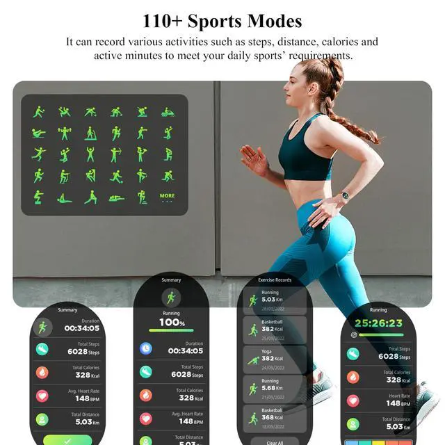 Alt view image 6 of 6 - Smart Watch, 1.43''AMOLED 45mm Military Smartwatch Men Women Answer/Make Call, Digital Fitness Watch, 110+ Sports, Blood Pressure, Heart Rate, Stress Monitor Sports Watch for Android or iOS