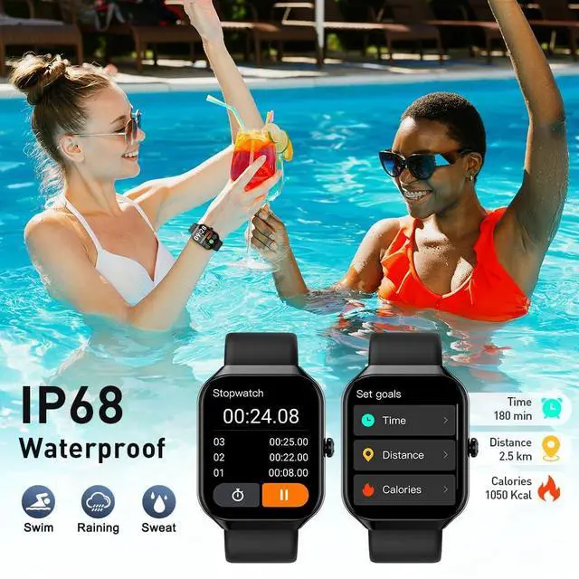 Alt view image 7 of 7 - Smart Watch, 2025 New Smartwatch for Men Women with Bluetooth Call, 1.96" Fitness Watch with 110+ Sport Modes/Heart Rate/Sleep Monitor/Pedometer, IP68 Waterproof Fitness Tracker for Android iOS, Black