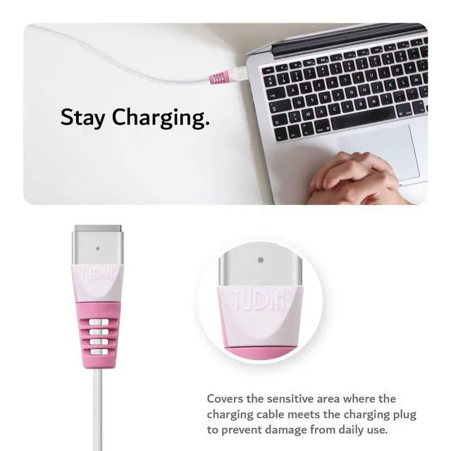 Alt view image 5 of 7 - [Klip 4Pcs Snap On Charging Cable Cord Saver Protector Compatible with MacBook Magsafe 2 Power Adapter - Pink & Yellow