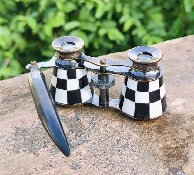 Alt view image 3 of 6 - Opera Glasses Binoculars for Adults Women - 2.5X Mother of Pearl Solid Brass Theater Binoculars with Handle - Vintage Opera Glass for Ballet Kentucky Derby Concerts Pocket Size Gift