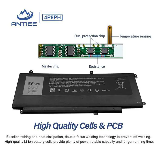 Alt view image 3 of 7 - 56Wh 4P8PH Battery Replacement for Dell Inspiron 15 7000 7537 7547 7548 | N7547 N7548 Vostro 14 5459 Series Notebook D2VF9 G05H0 0G05H0 OPXR51 179F8 04P8PH 7.4V 4-Cell