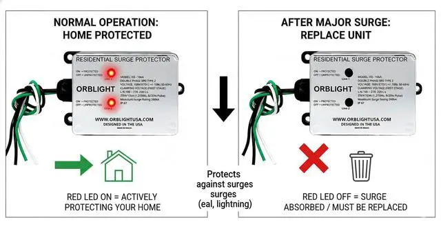 Alt view image 3 of 7 - Whole House Surge Protector, 260kA SPD for 120/240V Electrical Panels, Type 2, IP67, LED Indicator