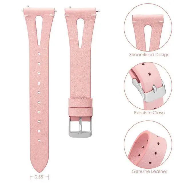 Alt view image 4 of 7 - Compatible with Amazfit bip 6 bands, 20mm, 22mm Quick Release Slim Vintage Leather Strap Replacement for Women, Man, Wristband Compatible with Amazfit Active 2 Sqaure Smartwatch