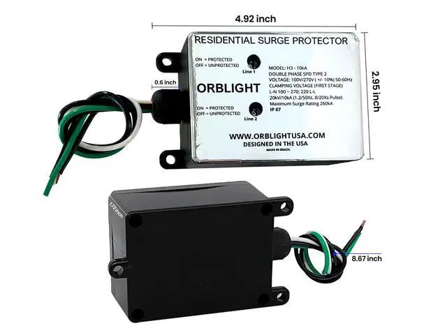 Alt view image 5 of 7 - Whole House Surge Protector, 260kA SPD for 120/240V Electrical Panels, Type 2, IP67, LED Indicator