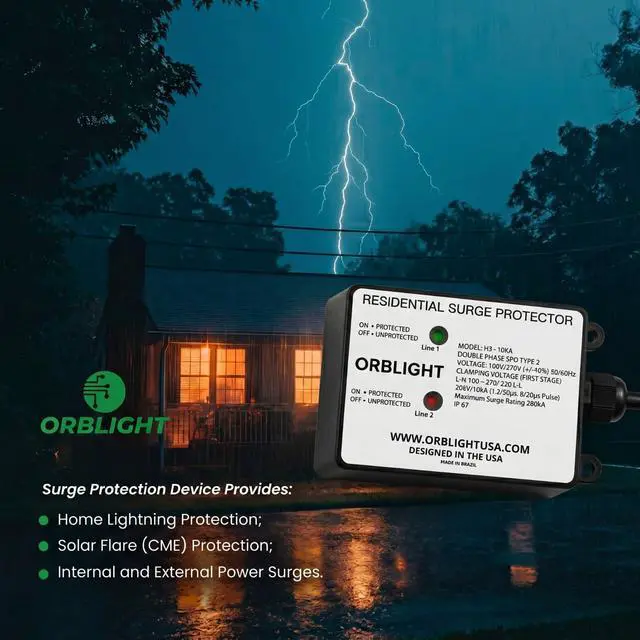 Alt view image 7 of 7 - Whole House Surge Protector, 260kA SPD for 120/240V Electrical Panels, Type 2, IP67, LED Indicator