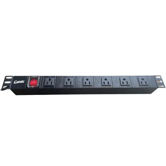 Alt view image 3 of 4 - 1U 19" Rack Mount Power Distribution Unit (PDU) NEMA 5-15R, Aluminum Housing, 15A 125V, 3Gx16AWGx2M Power Cord, UL Listed (6-Outlet 15A)