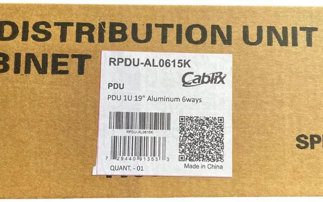 Alt view image 4 of 4 - 1U 19" Rack Mount Power Distribution Unit (PDU) NEMA 5-15R, Aluminum Housing, 15A 125V, 3Gx16AWGx2M Power Cord, UL Listed (6-Outlet 15A)