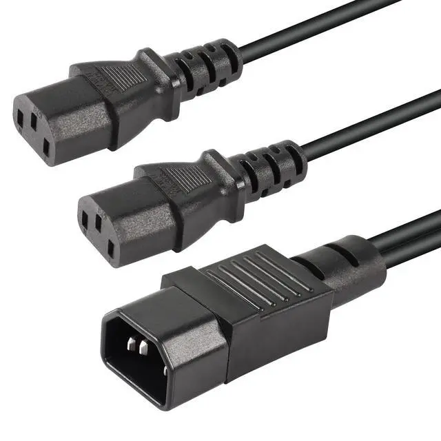 Alt view image 2 of 3 - 1FT IEC 320 C14 to Dual C13 Power Cable,C14 Male to 2X C13 Female Y Splitter AC Conversion Cable,Suitable for Computer,Projector, Scanner,Printer,Etc(c14-c13/c13)