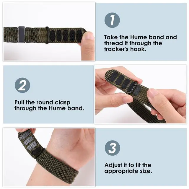Alt view image 4 of 7 - 3 Pack Nylon Loop Sport Bands Compatible with Hume Band,Breathable Adjustable Replacement Wristband For Fitness Tracker Men Women