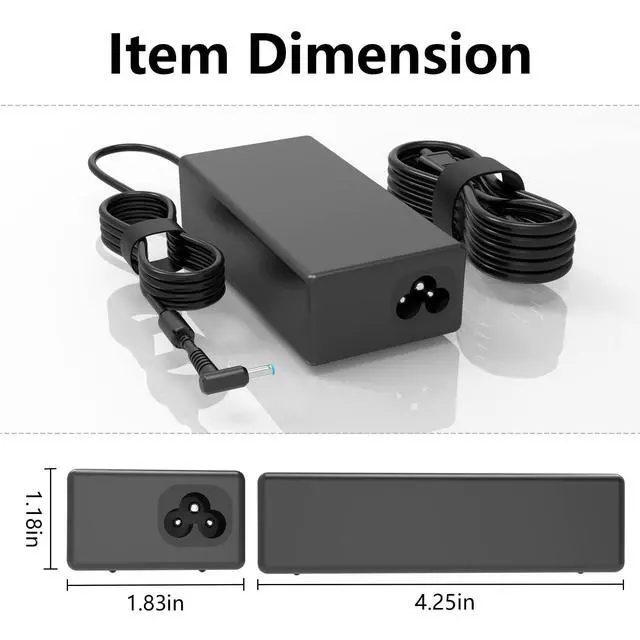 Alt view image 4 of 5 - 65W 45W Laptop Charger Compatible with HP Pavilion 15-F272wm | 15-F387wm 15-F233wm 15-F222wm 15-F211wm 15-F337wm 4.5x3.0mm Smart Blue Tip