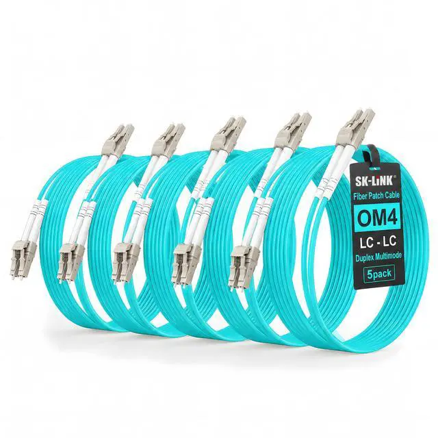 Main image of OM4 LSZH LC-LC UPC Fiber Optic Cord 3m/10ft 5-Pack Multimode Duplex | Fiber Path Cables Flame-Retardant 40GB/100GB Internet Cable
