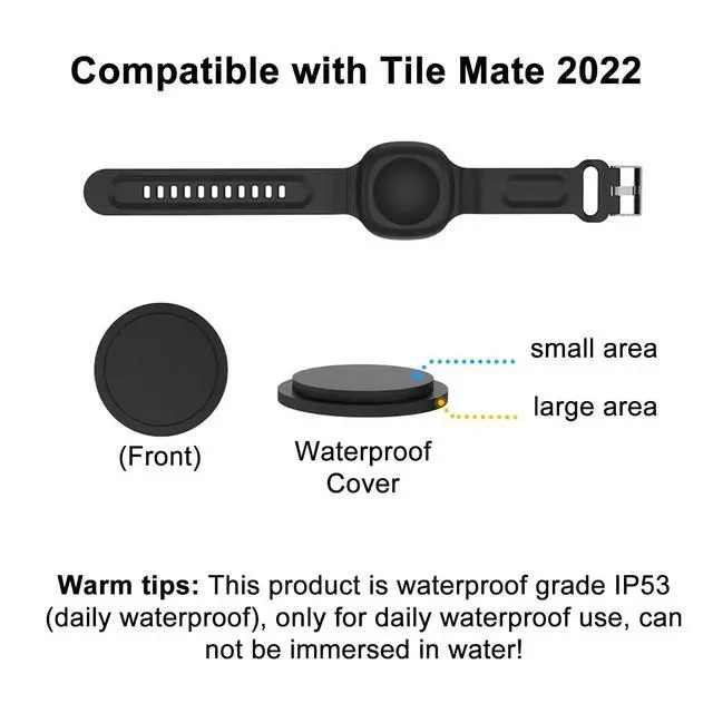 Alt view image 6 of 6 - 4 Packs Waterproof Bracelet for Tile Mate 2022, Soft Silicone Wristband Holder Full Case Cover (Black+Blue+Green+Beige)