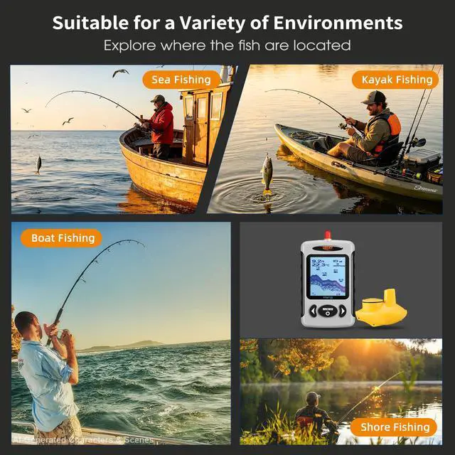 Alt view image 7 of 7 - Wireless Water Depth Fish Finder FFW718 | Kayak Portable Fish Finders Sonar Sensor LCD Dispaly Boat Fishfinder for Shore Kayaks Fishing