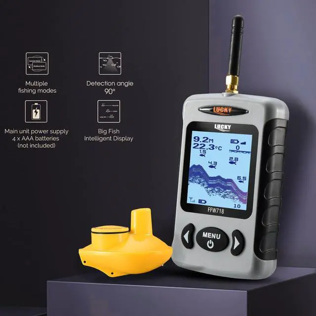 Alt view image 5 of 7 - Wireless Water Depth Fish Finder FFW718 | Kayak Portable Fish Finders Sonar Sensor LCD Dispaly Boat Fishfinder for Shore Kayaks Fishing