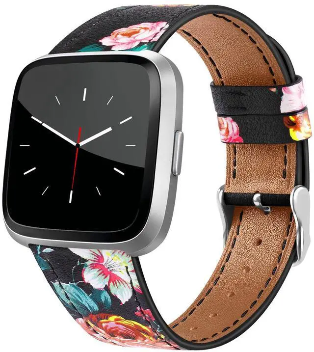 Main image of Leather Bands Compatible with Fitbit Versa 2 & Versa Lite Wristbands, Classic Fitbit Versa SE Replacement Leather Strap for Women & Men