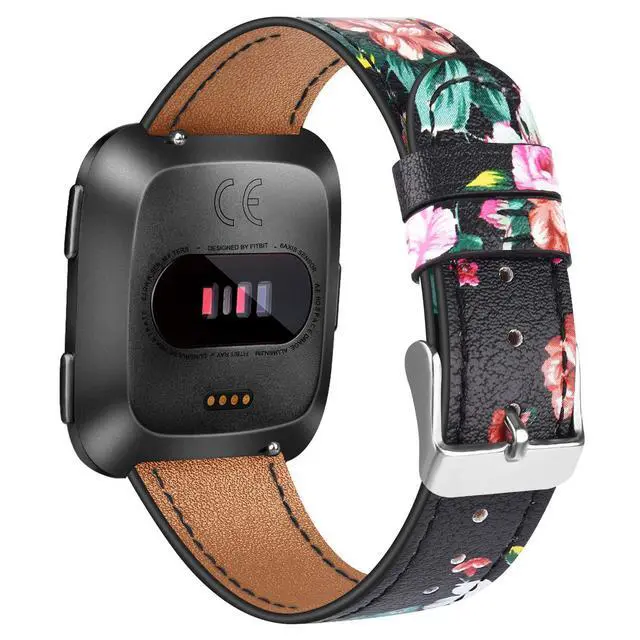 Alt view image 2 of 6 - Leather Bands Compatible with Fitbit Versa 2 & Versa Lite Wristbands, Classic Fitbit Versa SE Replacement Leather Strap for Women & Men