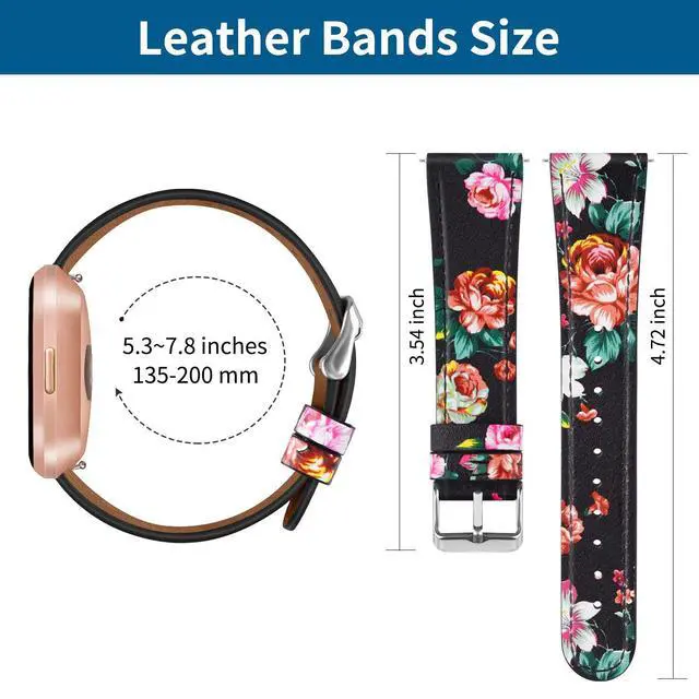 Alt view image 3 of 6 - Leather Bands Compatible with Fitbit Versa 2 & Versa Lite Wristbands, Classic Fitbit Versa SE Replacement Leather Strap for Women & Men