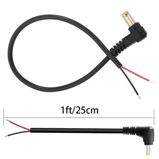 Alt view image 6 of 7 - 10Pcs 22AWG Right Angle DC5.5mm x 2.1mm Power Pigtails Cable | 25cm LengthDC5521 to 2pinPerfect for low voltage equipment DIY power supply and maintenance replacement