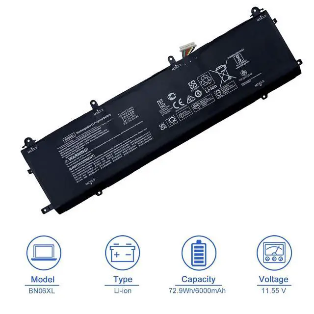 Alt view image 2 of 6 - BN06XL 72.9Wh Battery L68299-005 Replacement for HP Spectre X360 15-EB0XXX 15-EB1043DX 15-EB0043DX 15-EB0025TX 15-EB0035TX 15-EB0053TX 15T-EB000 15t-eb100 Series BN06072XL L68235-1C1 HSTNN-IB9A