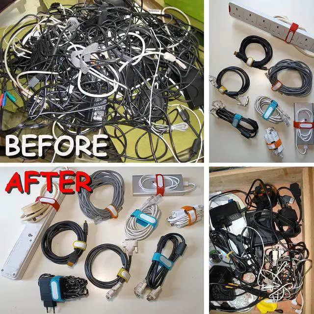 Alt view image 5 of 6 - Multi-Purpose Cinch Straps (Assorted-Color 20 Pack). Reusable Waterproof Hook and Loop Cable Tie, Write-on Label for Easy Cord & Stuff Indentification, Organization & Management, by