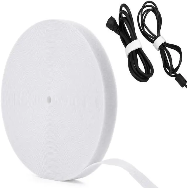 Main image of Hook and Loop Tape Roll, 3/4 in x 90 ft Reusable Fastener Strip for Cable Management, Cord Organization, Network Wiring, Home Office and Data Center, White