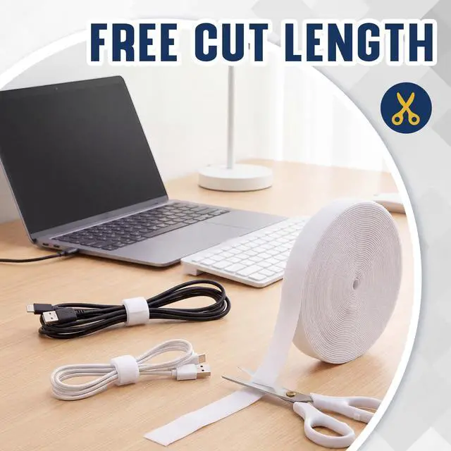 Alt view image 5 of 6 - Hook and Loop Tape Roll, 3/4 in x 90 ft Reusable Fastener Strip for Cable Management, Cord Organization, Network Wiring, Home Office and Data Center, White