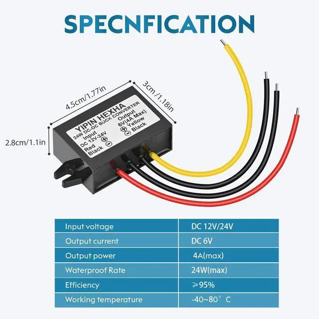 Alt view image 2 of 7 - DC 12V 24V to 6V 4A 24W Step Down Converter Voltage Regulator Buck Module 8-32V Input DC Power Reducer Transformer 2-Pcs