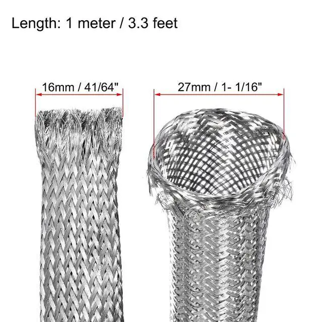 Alt view image 2 of 4 - 3.3Ft - 41/64 Inch 304 Stainless Steel Sleeving Expandable Hose Cover
