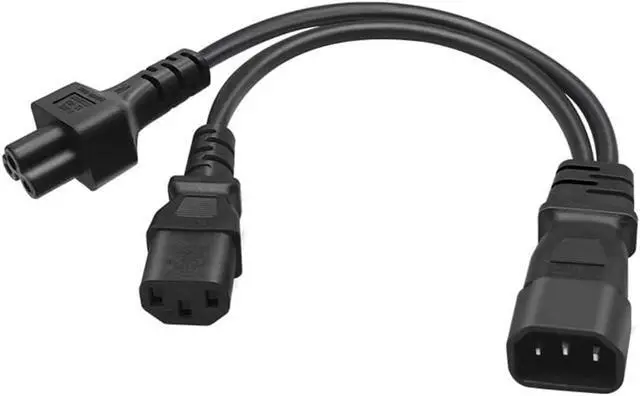 Alt view image 2 of 7 - Tops C14 to C5+C13 Y Splitter Power Cord, Single IEC 320 C14 Male to C13+C5 Female Y Split Multi IEC Cable, 1ft, 10A 250V, 18AWG Pure Copper
