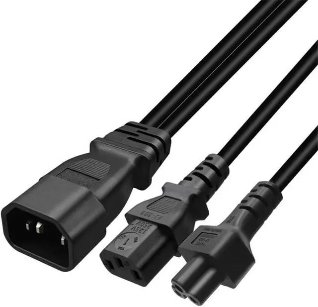 Alt view image 3 of 7 - Tops C14 to C5+C13 Y Splitter Power Cord, Single IEC 320 C14 Male to C13+C5 Female Y Split Multi IEC Cable, 1ft, 10A 250V, 18AWG Pure Copper