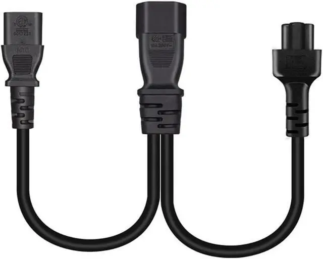 Alt view image 5 of 7 - Tops C14 to C5+C13 Y Splitter Power Cord, Single IEC 320 C14 Male to C13+C5 Female Y Split Multi IEC Cable, 1ft, 10A 250V, 18AWG Pure Copper