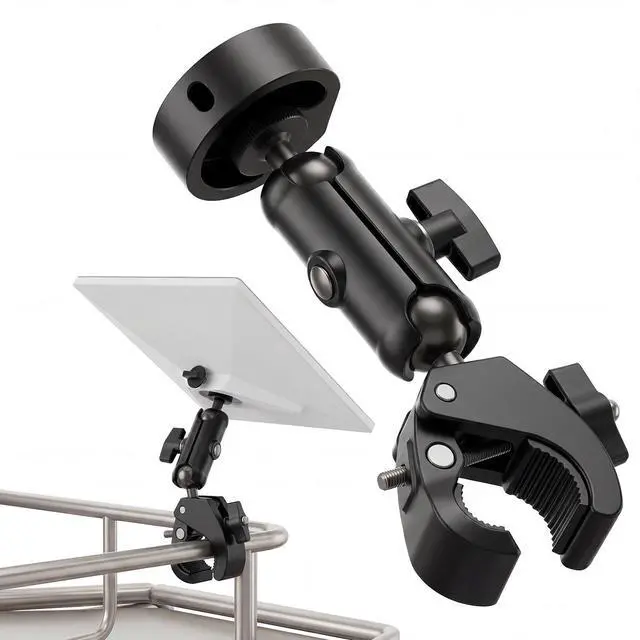 Main image of Adjustable Pole Mount Clamp for Starlink Mini with Round Adapter | RV mounting bracket for compatible rails, ladders, pipes, roof racks, shelves, boats and outdoor setups