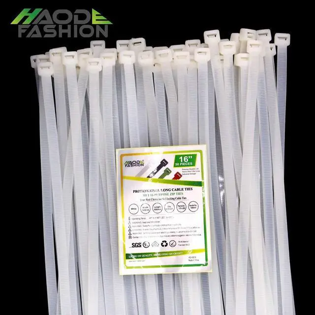 Alt view image 2 of 5 - 16 Inch White Clear Cable Zip Ties Heavy Duty 50 Pack, 175 lb | 16"clear zip tie strong and thick. Weatherproof outdoor use for garden, trellised, chicken run, outdoor project, cable mgmt