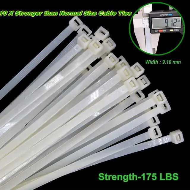 Alt view image 3 of 5 - 16 Inch White Clear Cable Zip Ties Heavy Duty 50 Pack, 175 lb | 16"clear zip tie strong and thick. Weatherproof outdoor use for garden, trellised, chicken run, outdoor project, cable mgmt