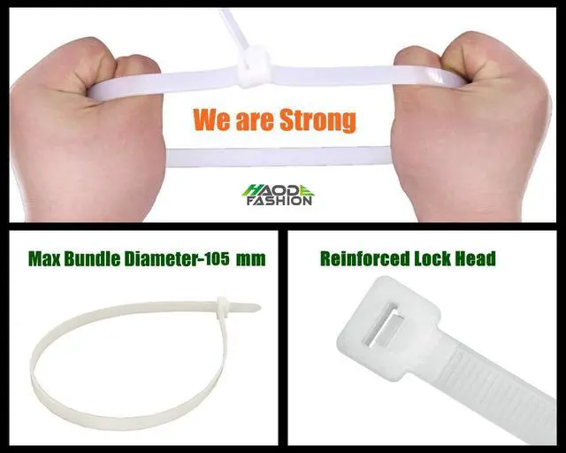 Alt view image 4 of 5 - 16 Inch White Clear Cable Zip Ties Heavy Duty 50 Pack, 175 lb | 16"clear zip tie strong and thick. Weatherproof outdoor use for garden, trellised, chicken run, outdoor project, cable mgmt