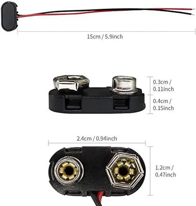 Alt view image 7 of 7 - 6 Sets 110dB Electronic Mini Piezo Alarm Siren DC 12V Insurance Anti-Theft High-Decibel Buzzer Alarm T Type Buckle Connector 9V Battery Clip Plastic Hard Shell Black Car Safes (S16X6+T9V)