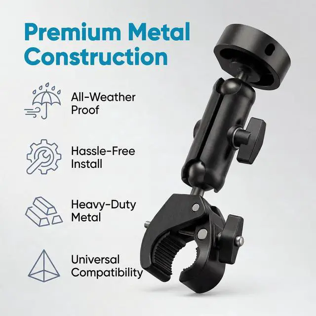 Alt view image 3 of 7 - Adjustable Pole Mount Clamp for Starlink Mini with Round Adapter | RV mounting bracket for compatible rails, ladders, pipes, roof racks, shelves, boats and outdoor setups