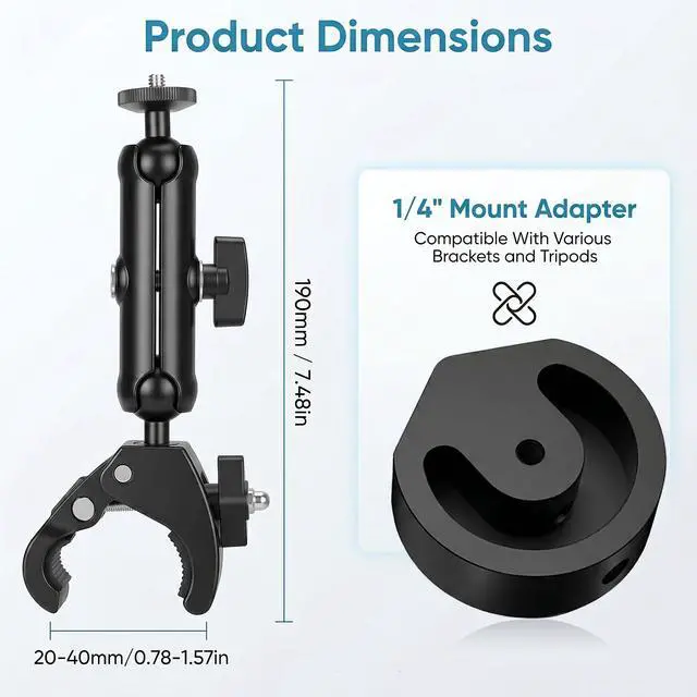 Alt view image 4 of 7 - Adjustable Pole Mount Clamp for Starlink Mini with Round Adapter | RV mounting bracket for compatible rails, ladders, pipes, roof racks, shelves, boats and outdoor setups