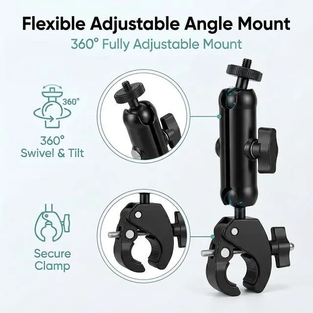 Alt view image 5 of 7 - Adjustable Pole Mount Clamp for Starlink Mini with Round Adapter | RV mounting bracket for compatible rails, ladders, pipes, roof racks, shelves, boats and outdoor setups