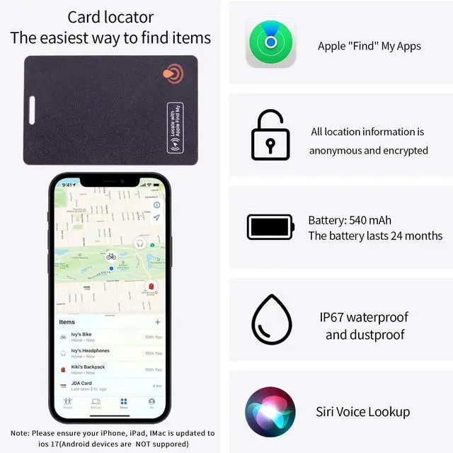 Alt view image 7 of 7 - Wallet Tracker for Apple Find My (iOS only) | Ultra-thin ip68 waterproof item finder and luggage tag, travel, passport and more gps locator24-month battery life