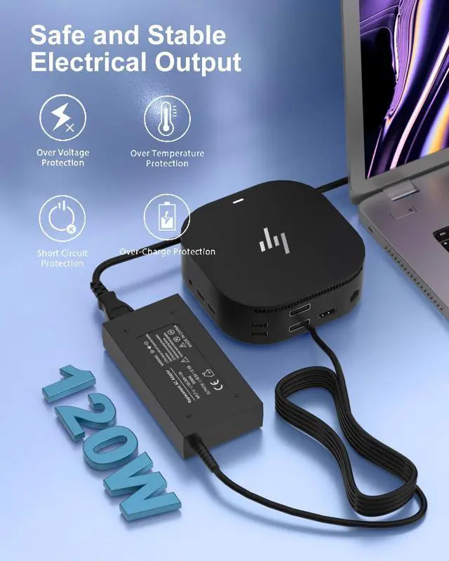 Alt view image 6 of 7 - 120W Charger Compatible with HP Universal Dock Omen 15-5000 | Compatible with HP 710415-001 L41856-001 G5 5TW10UT 5TW10AA 5TW10UT#ABA Universal Dock G2 Envy 15 17 Omen 15-5000 5100 5200