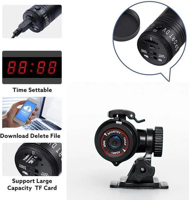 Alt view image 4 of 7 - 1080P Motorcycle Helmet Camera for Cycling & Outdoor Use,With TF32G | Aluminum Alloy Housing, 120° Wide Angle, Loop Recording, Supports Up to 128GB TF Card, Ideal for Motorcycle & Bicycle