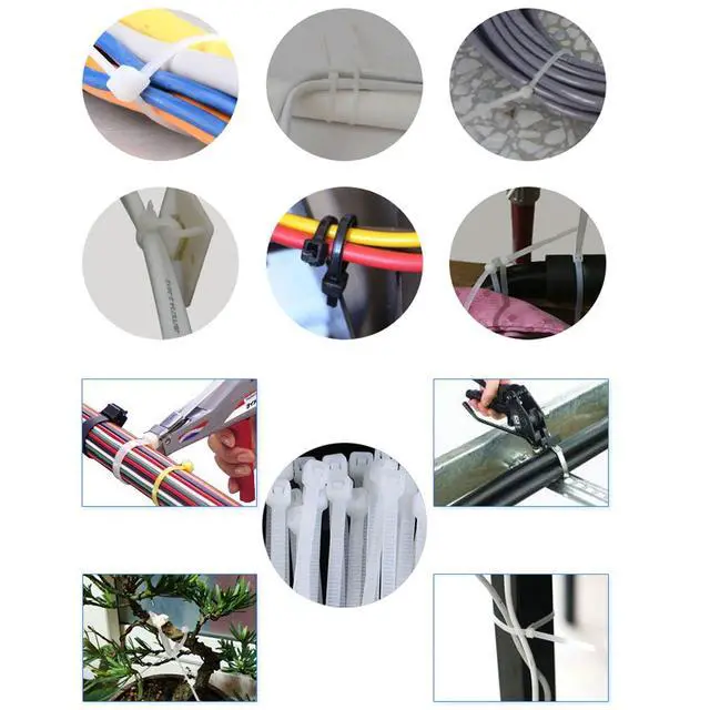 Alt view image 4 of 7 - 2000 (Size: 3x80mm/3 inches) White Self-Locking Nylon Plastic Cable Cord Zip Ties Wrap Fasten Wire Durable Indoor Outdoor Travel Home Corrosion Resistance