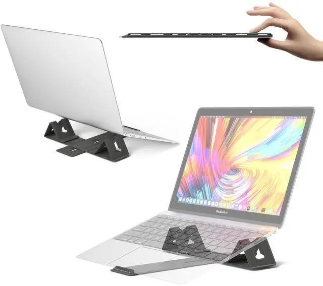 Main image of Magnetic Adjustable Travel Laptop Stand for Digital Nomads and Business Travelers. Compact, Foldable, and Ideal for Desk Use. Elevate Your Work Experience with Our Laptop Riser on the Go (Dark Gray)