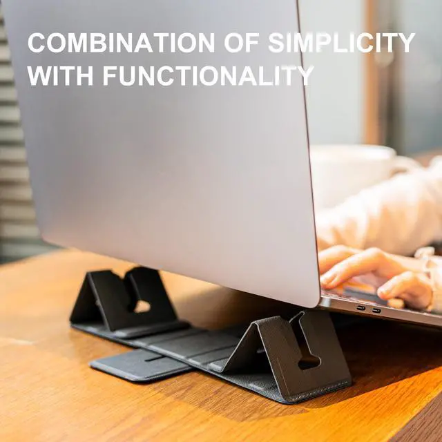 Alt view image 2 of 6 - Magnetic Adjustable Travel Laptop Stand for Digital Nomads and Business Travelers. Compact, Foldable, and Ideal for Desk Use. Elevate Your Work Experience with Our Laptop Riser on the Go (Dark Gray)